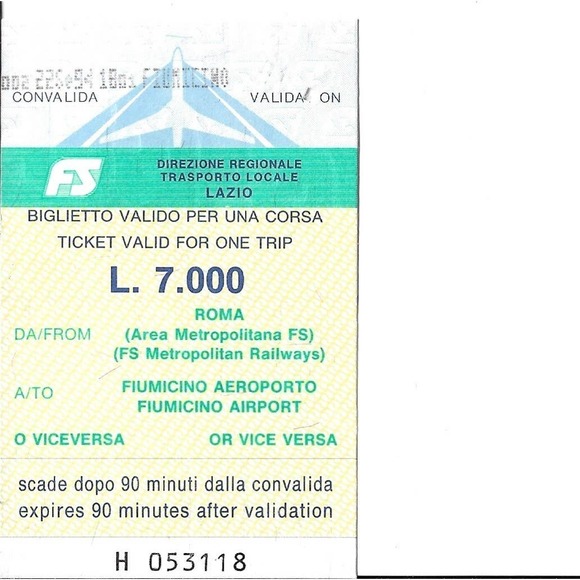 Vintage FS Rome Italy Lazio One Way Railway Ticket - Picture 1 of 2